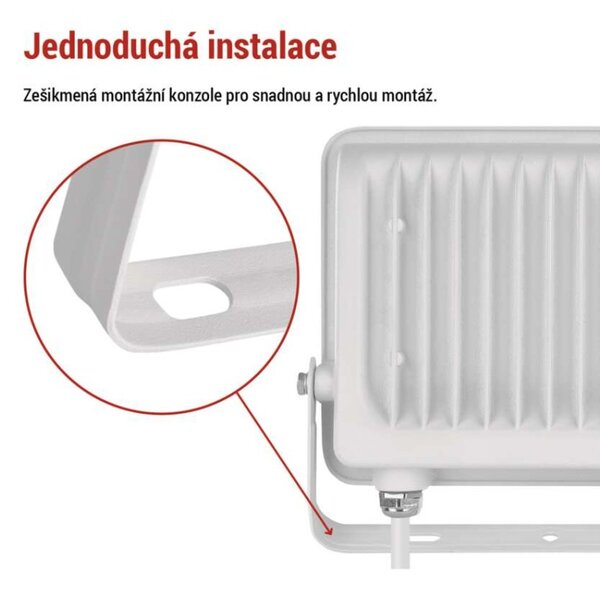 EMOS LED reflektor GLARO 50W, bílý, IP65, 5000 lm, neutrální bílá 1531224401