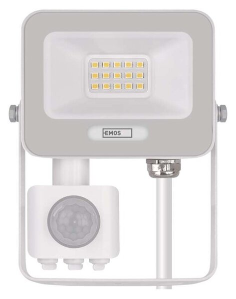 EMOS LED reflektor GLARO s pohybovým čidlem, 10 W, bílý, IP54, 1000 lm, neutrální bílá 1531231401