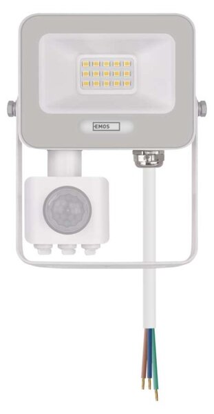 EMOS LED reflektor GLARO s pohybovým čidlem, 10 W, bílý, IP54, 1000 lm, neutrální bílá 1531231401