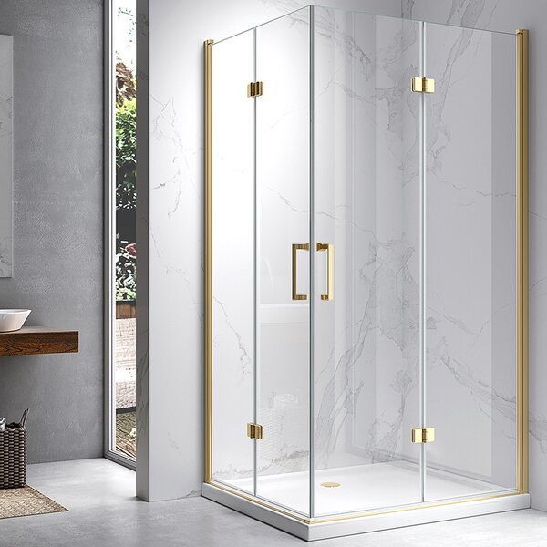 BPS-koupelny Obdélníkový sprchový kout HYD-OK13A 100x90 zlatý/transparent - bez vaničky