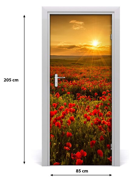 Fototapeta na dveře krajina pole máků 85x205 cm