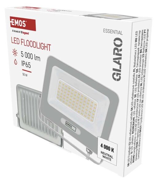 EMOS LED reflektor GLARO 50W, bílý, IP65, 5000 lm, neutrální bílá 1531224401