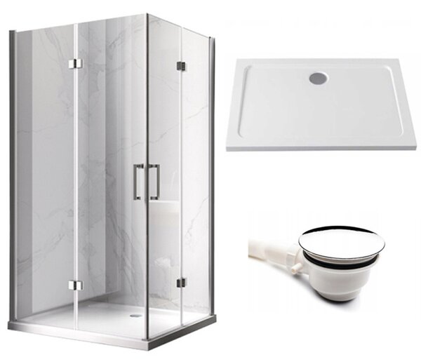 BPS-koupelny Obdélníkový sprchový kout HYD-OK12B 100x80 chrom/transparent + vanička HYD-OSV-ST03A černá