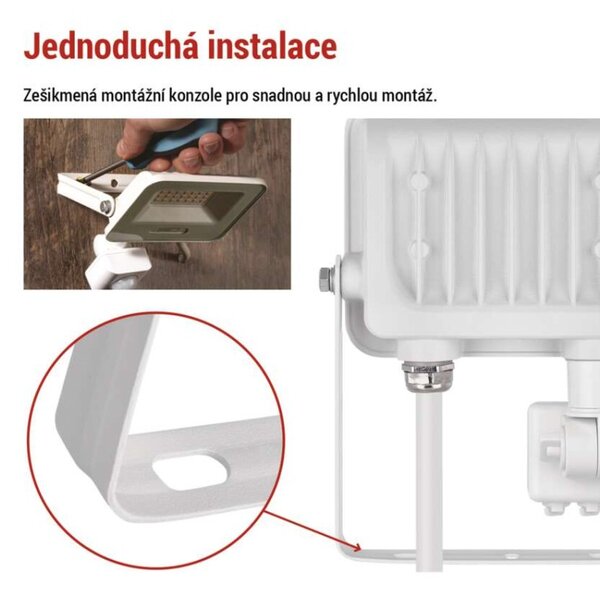 EMOS LED reflektor GLARO s pohybovým čidlem, 20 W, bílý, IP54, 2000 lm, neutrální bílá 1531232401
