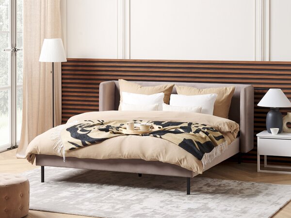Postel Umělý samet ARETTE 160 x 200 cm Taupe