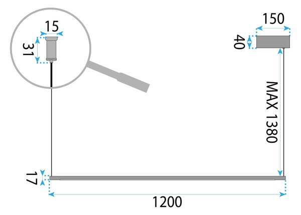 Toolight Závěsné LED osvětlení Modern D9 LHJ031-CP 120 cm černá