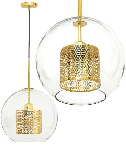 Toolight - závěsná skleněná lampa APP556-1CP 30cm, zlatá, OSW-08749