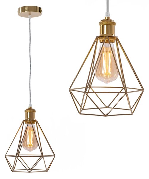 Toolight - Závěsná lampa kovová 392197, zlatá, OSW-09680