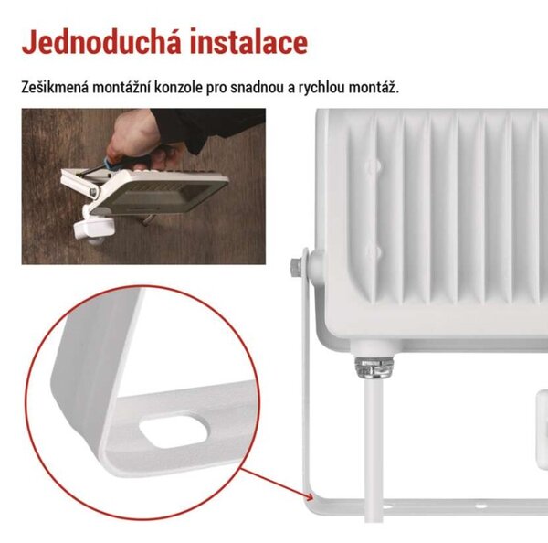 EMOS LED reflektor GLARO s pohybovým čidlem, 30 W, bílý, IP54, 3000 lm, neutrální bílá 1531233401