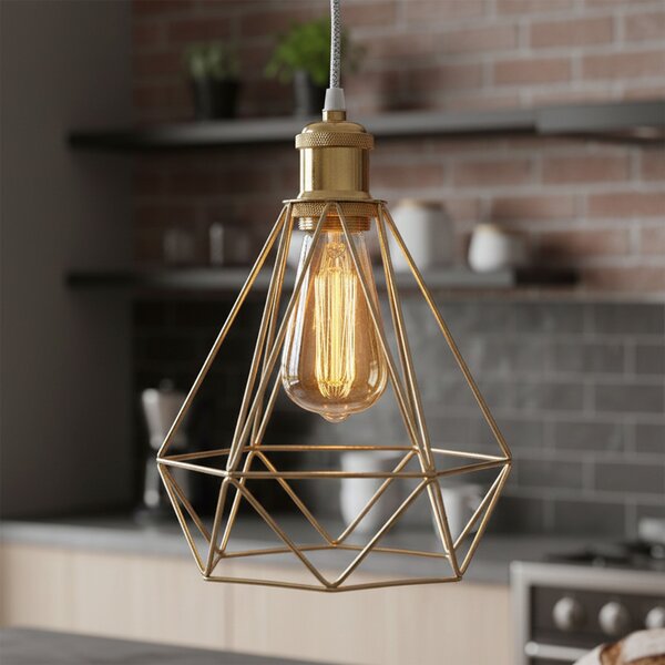 Toolight - Závěsná lampa kovová 392197, zlatá, OSW-09680