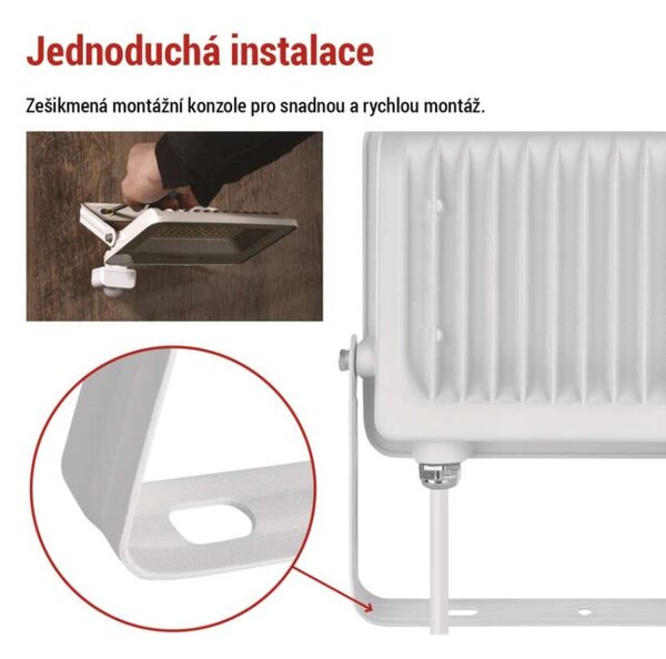 EMOS LED reflektor GLARO s pohybovým čidlem, 50 W, bílý, IP54, 5000 lm, neutrální bílá 1531234401