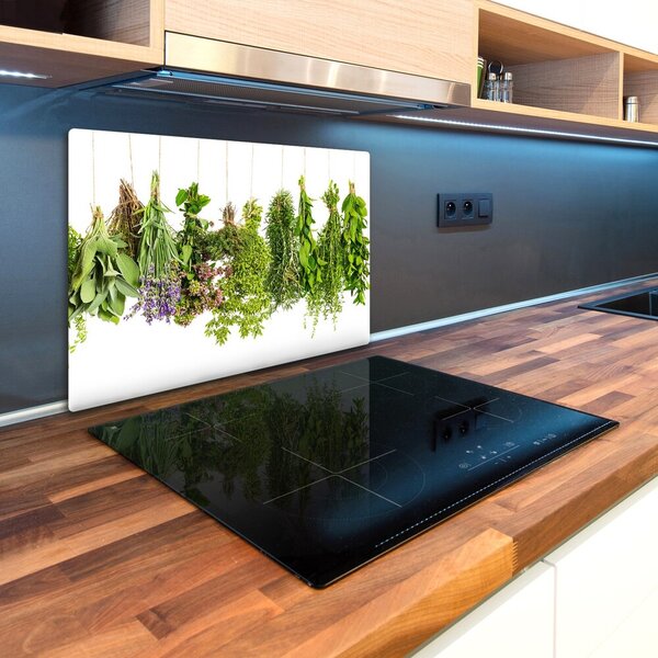 Deska na krájení chleba skleněná Bylinky na provázku pl-ko-80x52-f-61629941