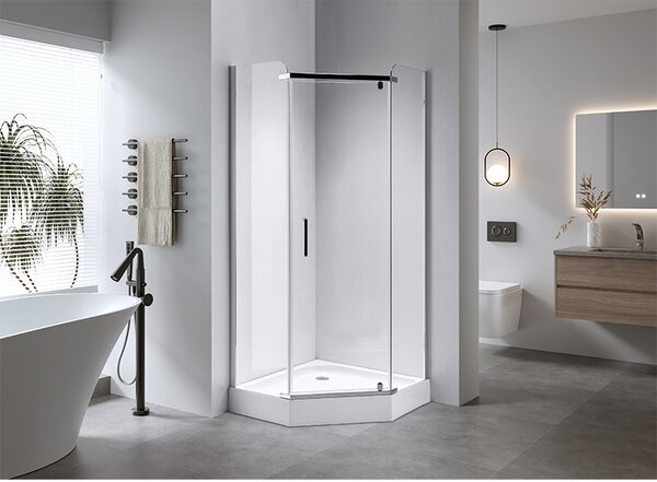 BPS-koupelny Pětiúhelníkový sprchový kout HYD-PK91B 90x90 chrom/transparent + vanička HYD-PSV-SXL07B bílá