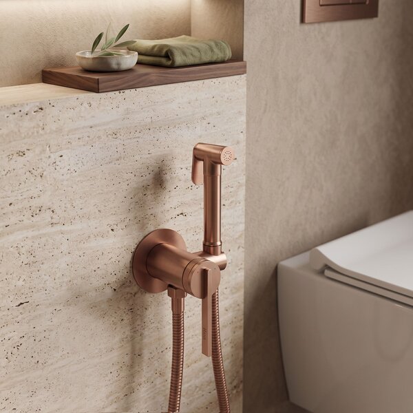 Rea, Podomítková bidetová baterie Rea Grace Brush Copper, REA-B4504