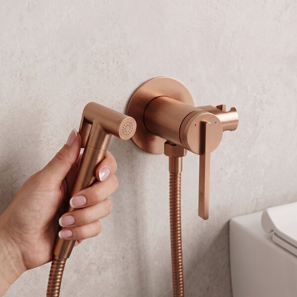 Rea, Podomítková bidetová baterie Rea Grace Brush Copper, REA-B4504