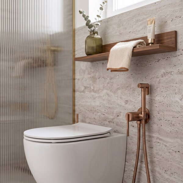 Rea, Podomítková bidetová baterie Rea Grace Brush Copper, REA-B4504