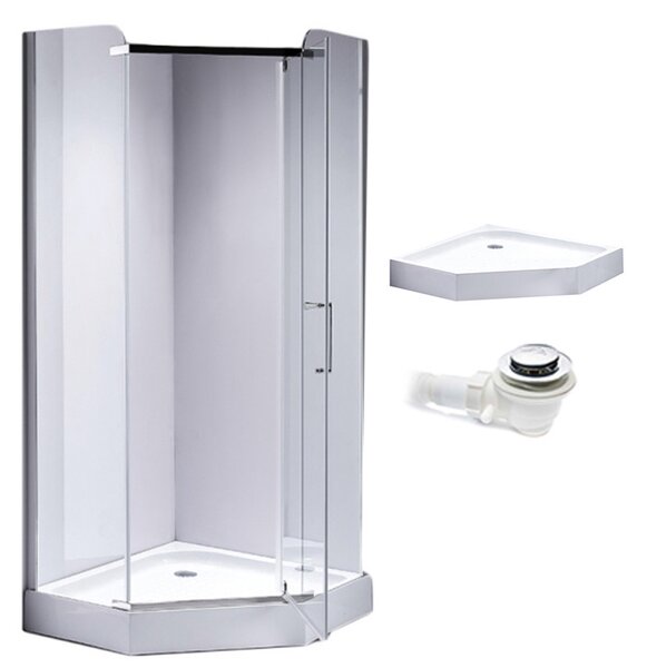 BPS-koupelny Pětiúhelníkový sprchový kout HYD-PK91A 80x80 chrom/transparent + vanička HYD-PSV-SXL07A bílá