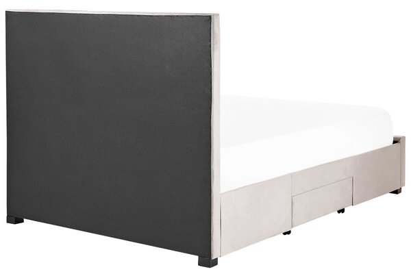 Postel s úložnými zásuvkami Umělý samet LIEVIN 140 x 200 cm Béžová