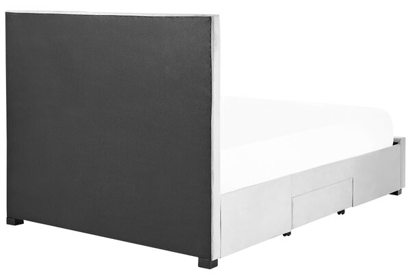 Postel s úložnými zásuvkami Umělý samet LIEVIN 140 x 200 cm Světle šedá