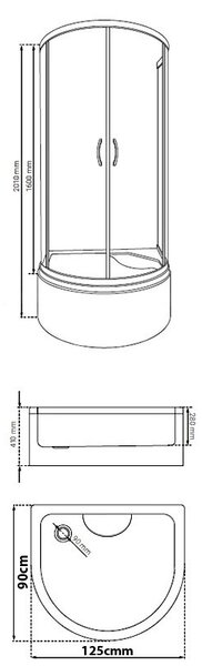 BPS-koupelny Hydromasážní box HYD-Bella 125, 125x90 bez sauny
