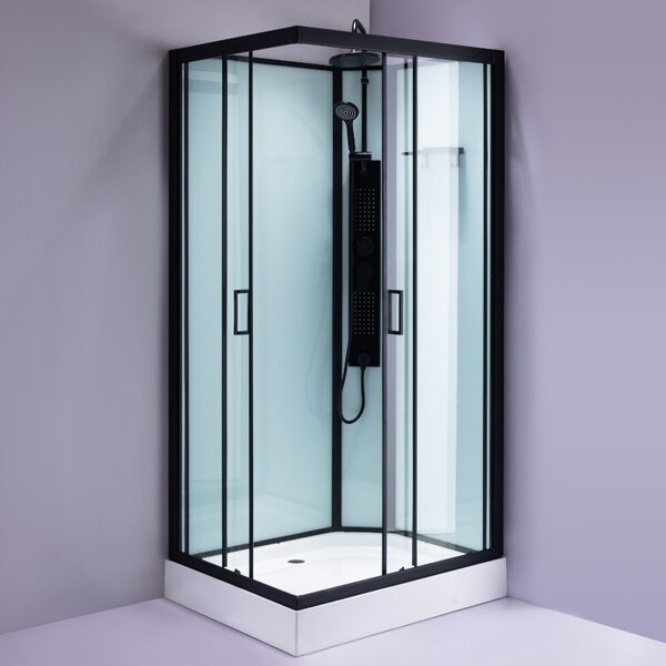 BPS-koupelny Hydromasážní box HYD-AL100 levý, 100x80 cm, černá/transparent