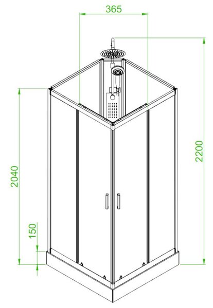 BPS-koupelny Hydromasážní box HYD-LI80, 80x80 cm, černá/transparent
