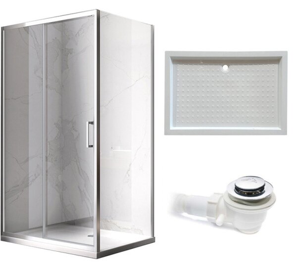 BPS-koupelny Obdélníkový sprchový kout HYD-OK103A 100x80 chrom/transparent + vanička HYD-OSV-ST03A bílá