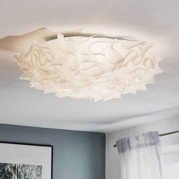 Slamp Veli designové stropní světlo, Ø 78 cm, opálové sklo, stmívatelný, Bílá / opál, Obývací pokoj / jídelna, Plast, Design, Nástěnné svítidlo