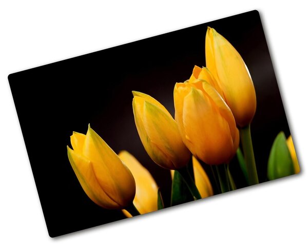 Deska na krájení skleněná Žluté tulipány pl-ko-80x52-f-64836622