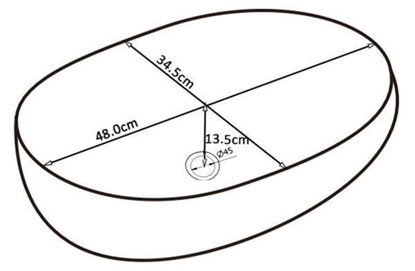 BPS-koupelny Keramické umyvadlo na desku HYD-NO-MTB-480 48x34,5 cm, černé matné