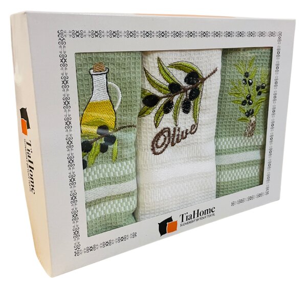 Utěrky na nádobí vaflové Olive 3ks 40x60cm