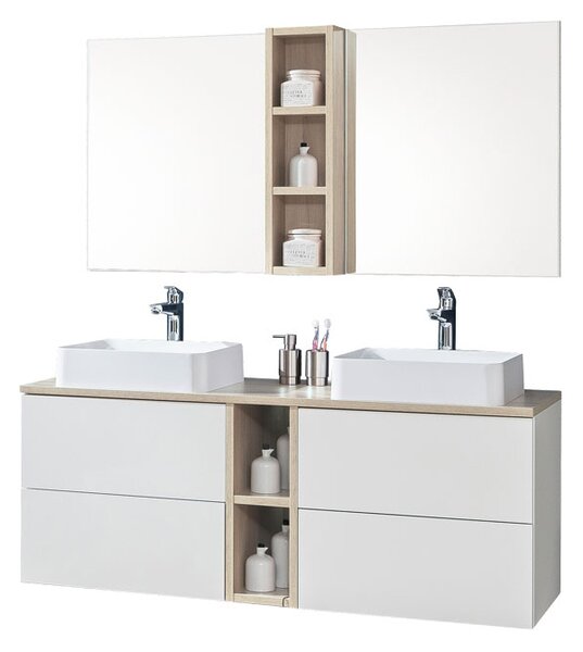 Mereo Mereo, Aira, koupelnová skříňka 61 cm, bílá, dub, šedá, CN740S