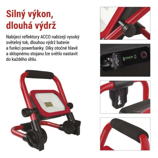 EMOS LED reflektor ACCO nabíjecí přenosný, 20W, studená bílá 1542032000