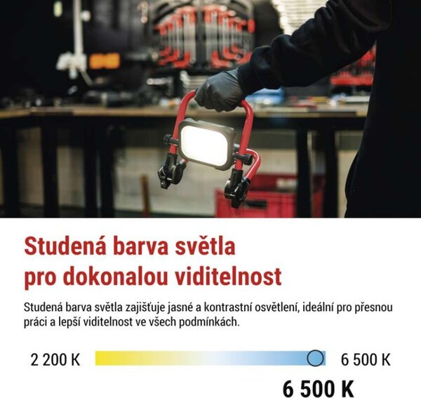 EMOS LED reflektor ACCO nabíjecí přenosný, 20W, studená bílá 1542032000