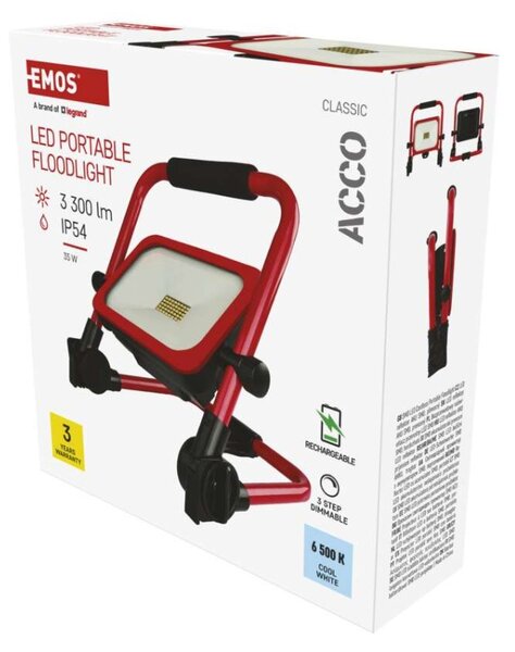 EMOS LED reflektor ACCO nabíjecí přenosný, 35W, studená bílá 1542033000