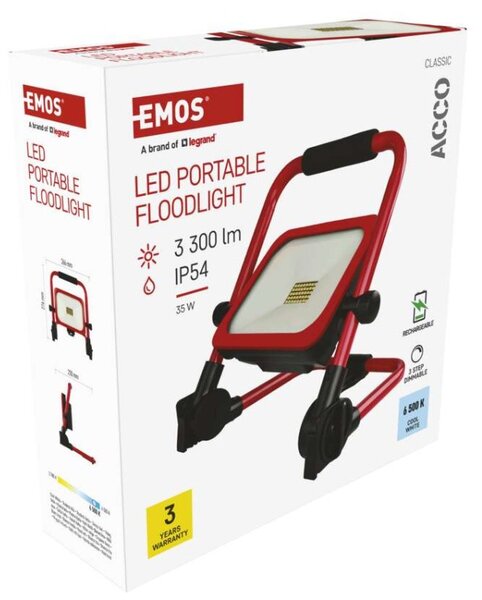 EMOS LED reflektor ACCO nabíjecí přenosný, 35W, studená bílá 1542033000