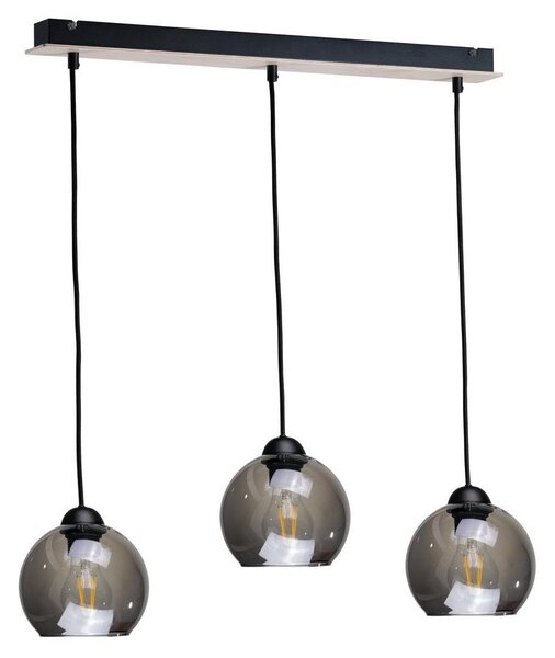 Lustr na lanku UNO WOOD 3xE27/60W/230V černá/hnědá