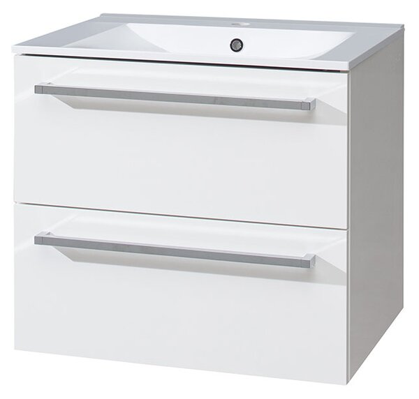 Mereo Mereo, Bino, koupelnová skříňka s keramickým umyvadlem 61 cm, bílá, dub, CN660