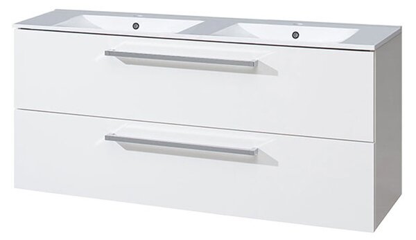 Mereo Mereo, Bino, koupelnová skříňka s keramickým umyvadlem 121 cm, bílá, dub, CN663