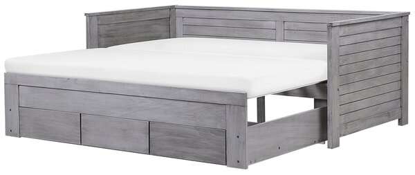 Rozkádací postel dřevěná šedá s roštem 90 x 200 cm CAHORS