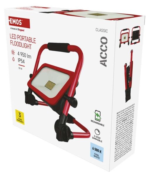 EMOS LED reflektor ACCO nabíjecí přenosný, 50W, studená bílá 1542035000