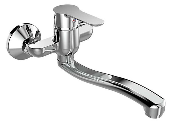 Mereo Mereo, Dřezová nástěnná baterie, Zuna s ramínkem plochým vyhnutým 210 mm, chrom, CB301AZ