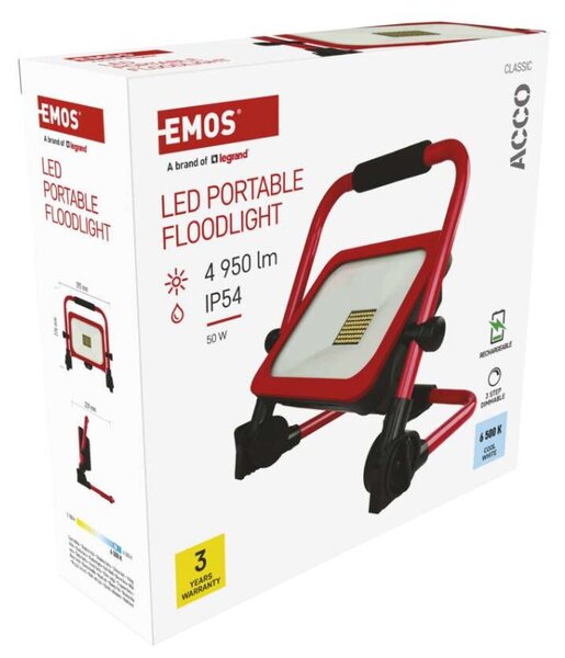 EMOS LED reflektor ACCO nabíjecí přenosný, 50W, studená bílá 1542035000