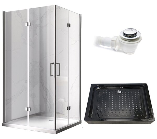 BPS-koupelny Obdélníkový sprchový kout HYD-OK12B 100x80 chrom/transparent + vanička HYD-OSV-SXL03C černá