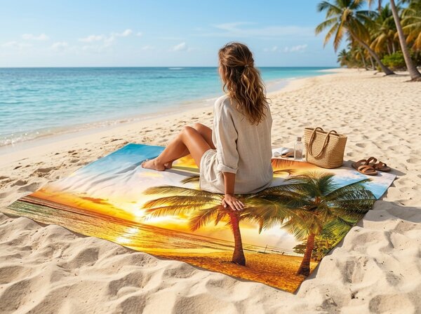 Rychleschnoucí XXL plážová osuška SOLIVANA barevná 150 x 210 cm, 100% mikrovlákno