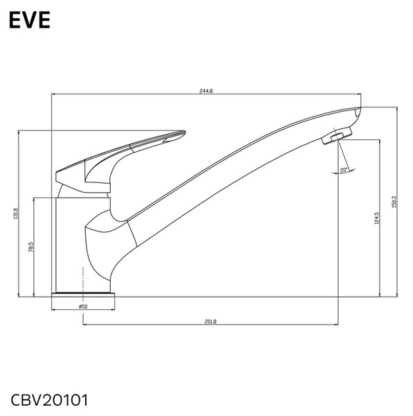 Mereo Mereo, Dřezová stojánková baterie, Eve, s plochým ramínkem 210 mm, chrom, CBV20101