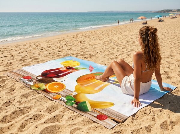 Rychleschnoucí XXL plážová osuška DRINKOZA barevná 150 x 210 cm, 100% mikrovlákno