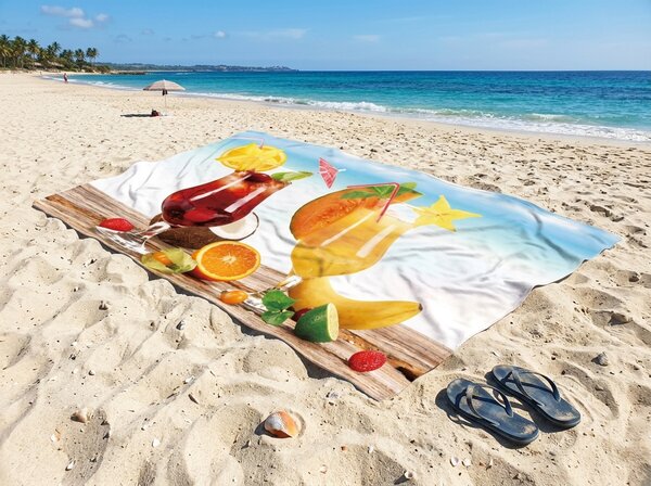 Rychleschnoucí XXL plážová osuška DRINKOZA barevná 150 x 210 cm, 100% mikrovlákno