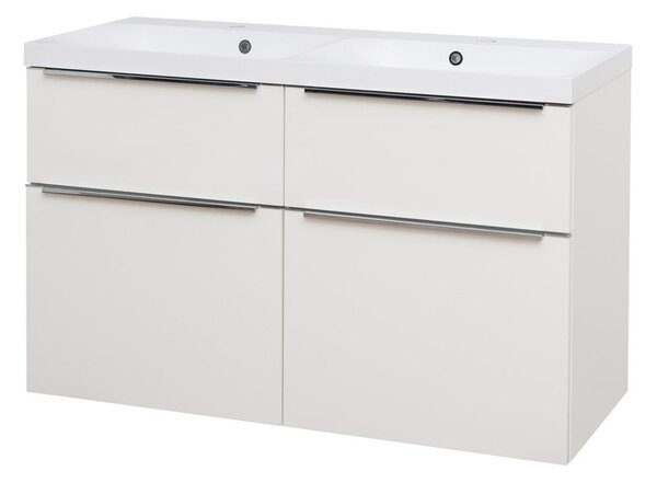 Mereo Mereo, Mailo, koupelnová skříňka s umyvadlem z litého mramoru 121 cm, bílá, dub, antracit, CN513M