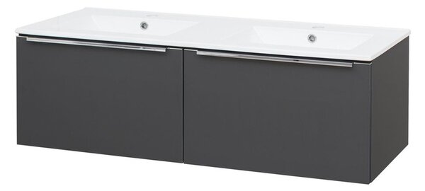 Mereo Mereo, Mailo, koupelnová skříňka s keramickým umyvadlem 121 cm, bílá, dub, antracit, CN538